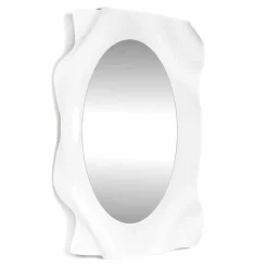 Specchiera a muro design moderno bianco latte Diva, made in Italy