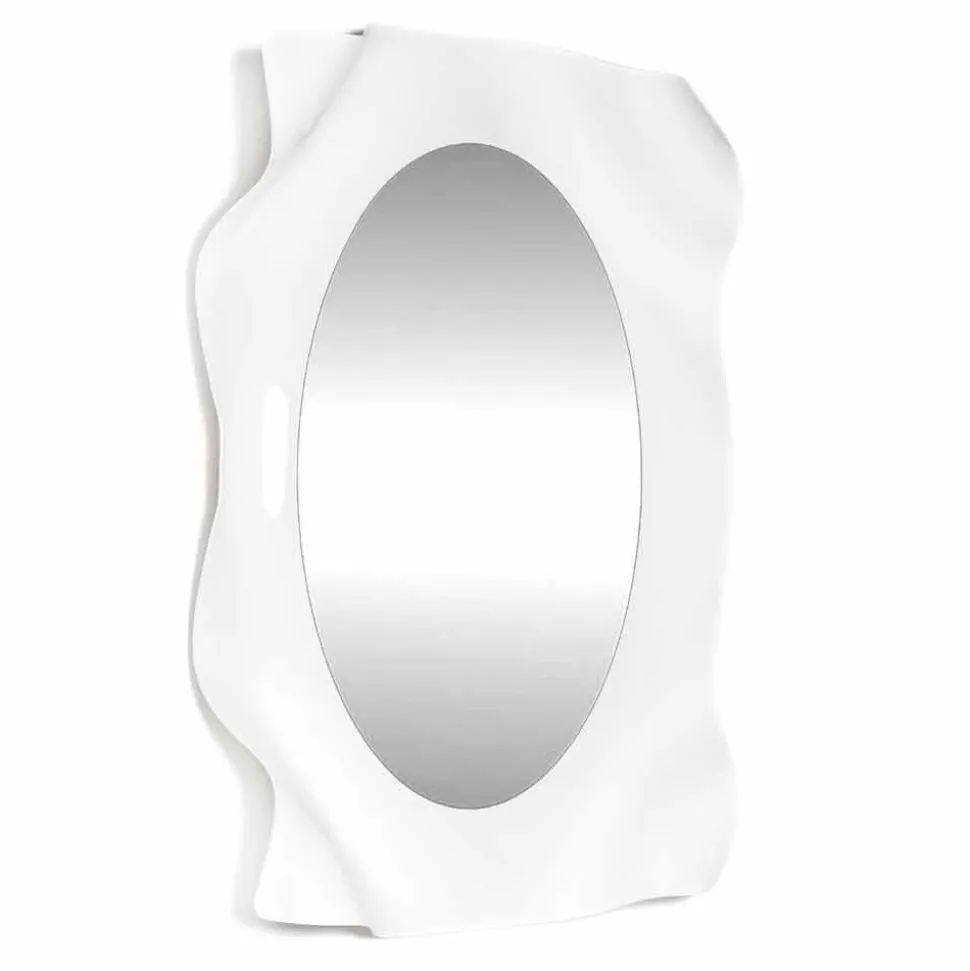 Specchiera a muro design moderno bianco latte Diva, made in Italy