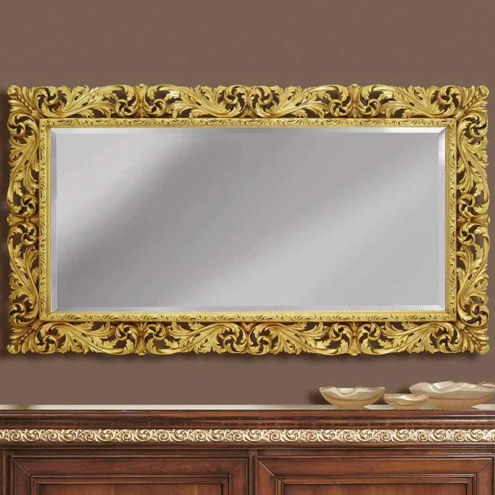 Specchiera a muro in legno linee moderne fatta a mano in Italia Alex