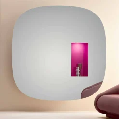 Specchiera a Parete con Luce Led e Vano Rosa Design Lusso Made in Italy - Matrix