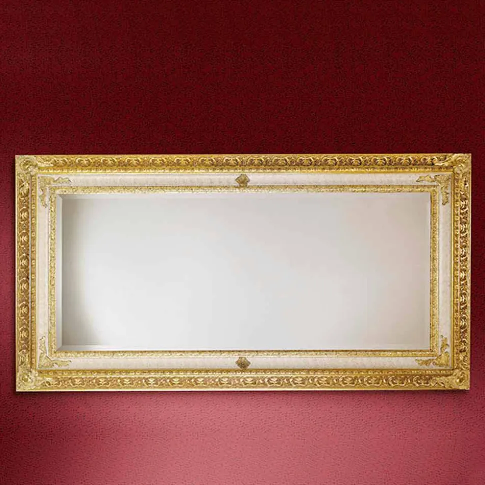 Specchiera a parete in legno rettangolare fatta in Italia Raffaello