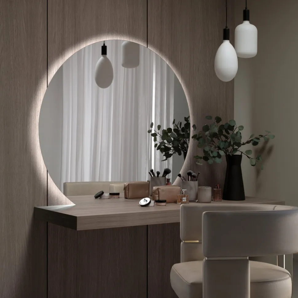Specchiera con Retroilluminazione Led Solo sul Lato Circolare Made in Italy - Make