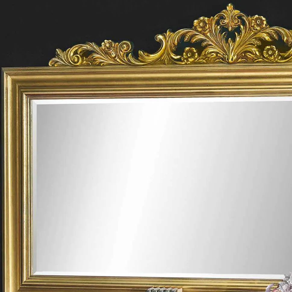 Specchiera da muro fatta a mano legno e fregio resina in Italia Matteo