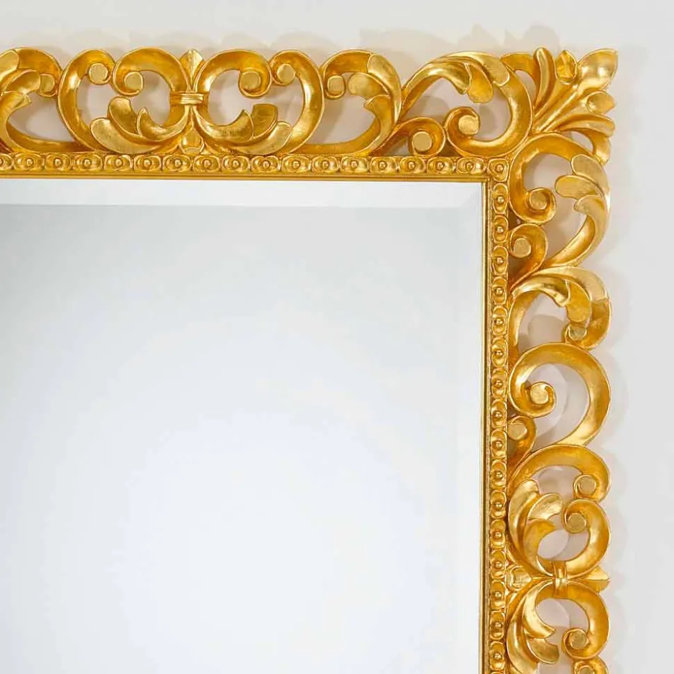 Specchiera da parete design classico con finitura foglia oro Paris