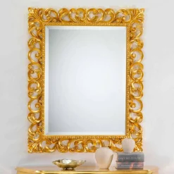 Specchiera da parete design classico con finitura foglia oro Paris