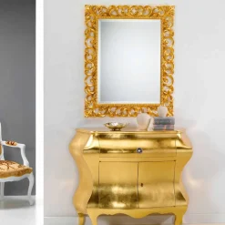 Specchiera da parete design classico con finitura foglia oro Paris