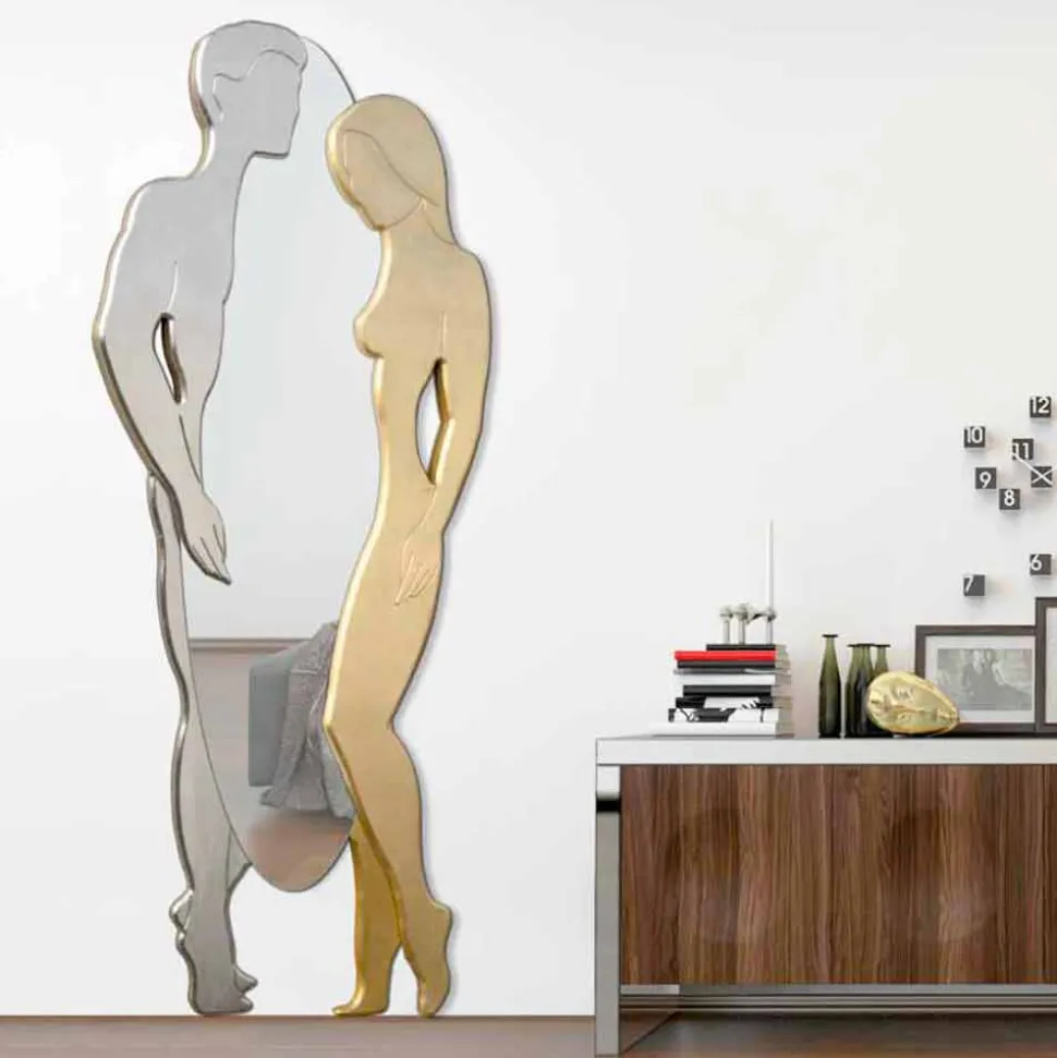 Specchiera da parete in Mdf design moderno Man&Woman sagomata a mano