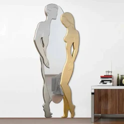 Specchiera da parete in Mdf design moderno Man&Woman sagomata a mano