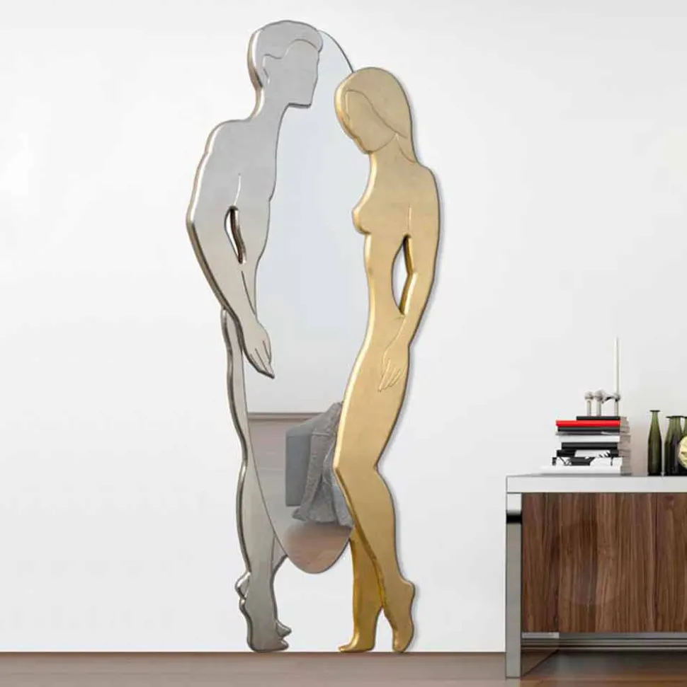 Specchiera da parete in Mdf design moderno Man&Woman sagomata a mano