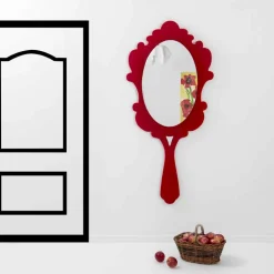 Specchiera da parete rossa con cornice decorata Neve made in Italia