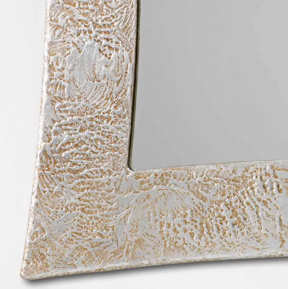 Specchiera di design da parete in resina e foglia argento Venezia