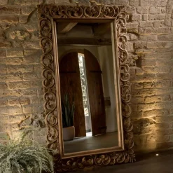 Specchiera Intagliata Realizzata in Legno Teak Massello - Auguste