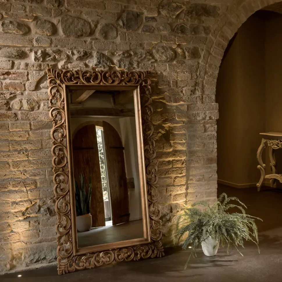 Specchiera Intagliata Realizzata in Legno Teak Massello - Auguste