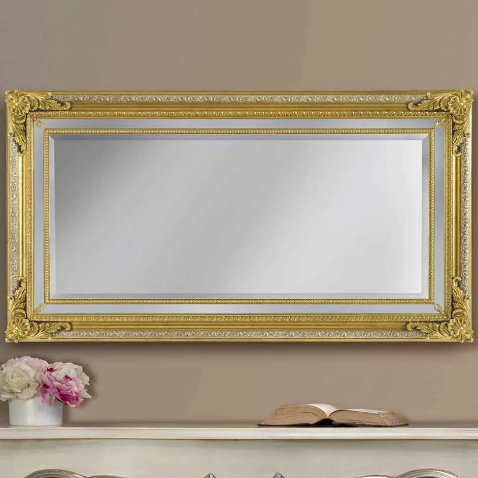 Specchiera moderna legno ayous da parete a mano fatta in Italia Carlo