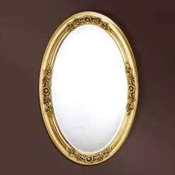Specchiera moderna ovale legno realizzata a mano in Italia Federico