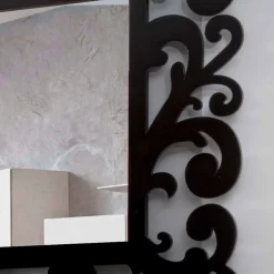 Specchiera Rettangolare da Muro dal Design Grande Moderna in Legno Nero - Manola