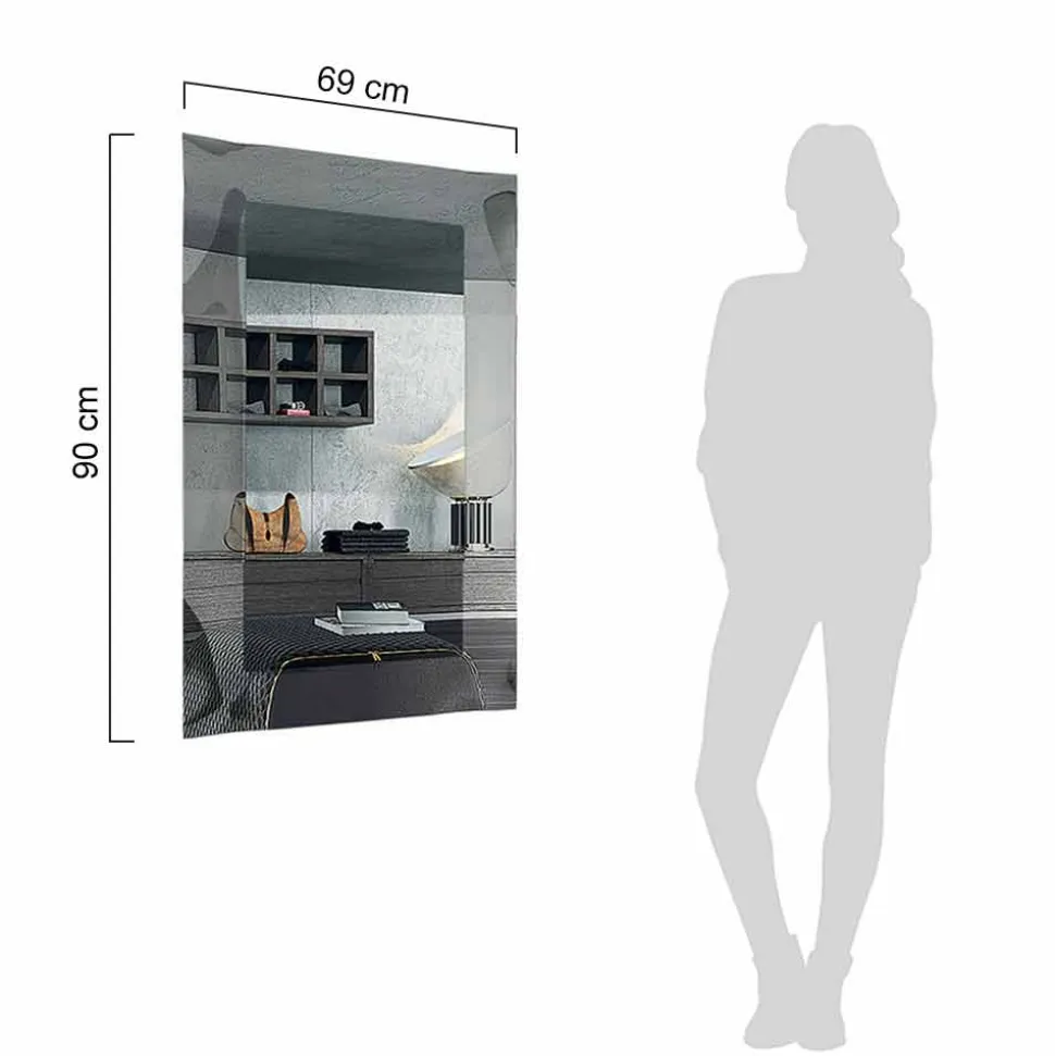 Specchiera Rettangolare di Design con Cornice in Vetro Made in Italy - Eclisse