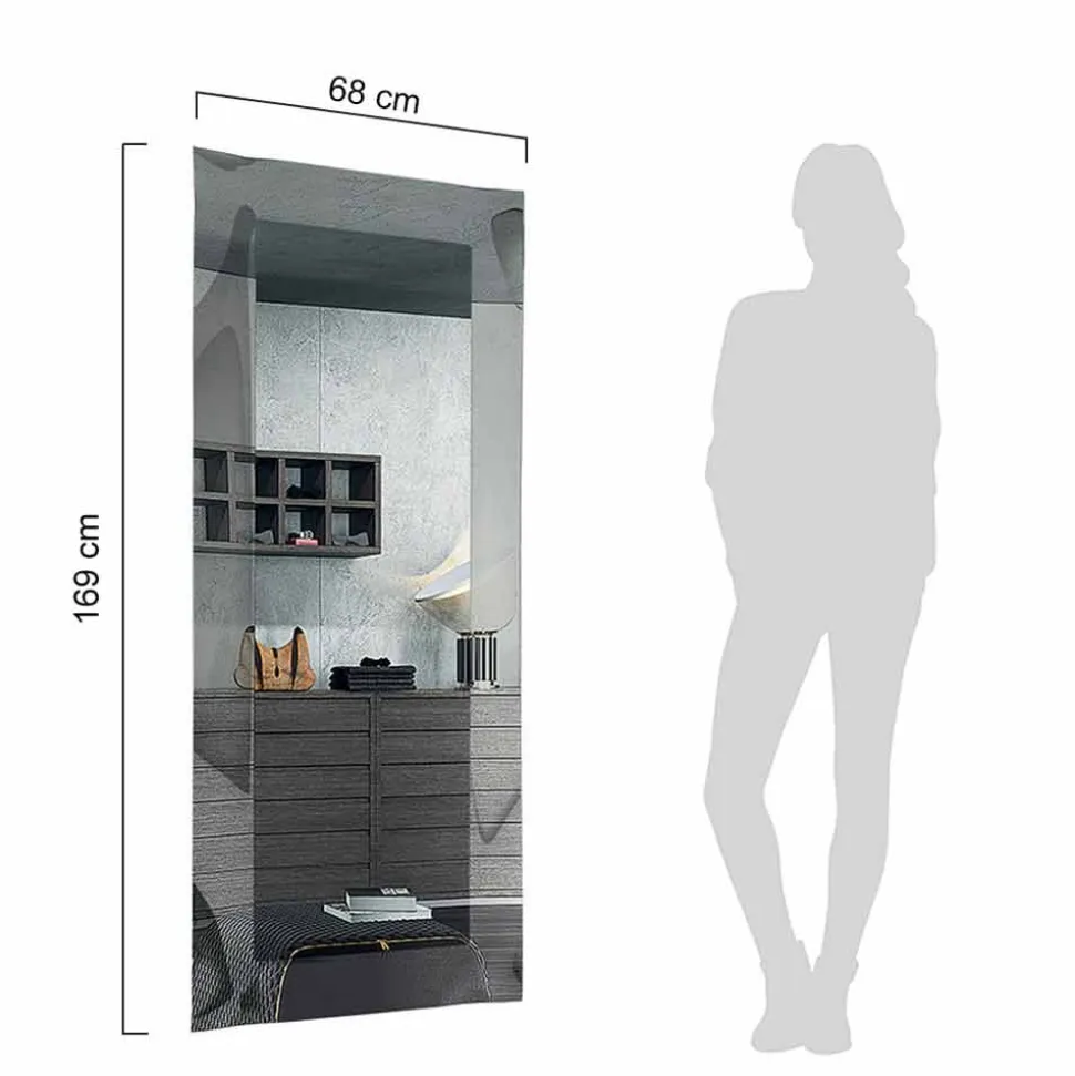 Specchiera Rettangolare di Design con Cornice in Vetro Made in Italy - Eclisse