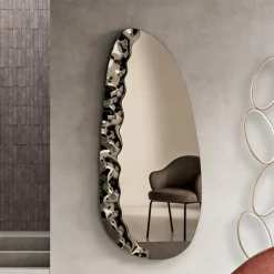 Specchiera Sagomata con Inserto in Vetro Mosso Made in Italy - Amata