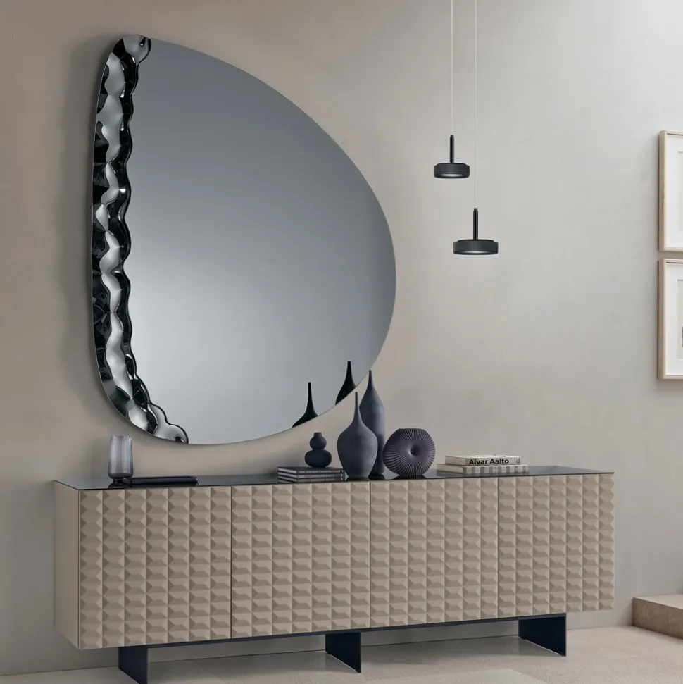 Specchiera Sagomata con Inserto in Vetro Mosso Made in Italy - Amata