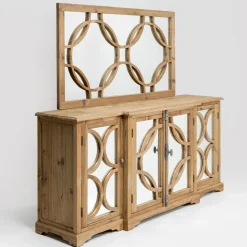 Specchiera 156x83 cm in Legno di Pino Naturale Invecchiato - Agosta