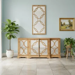 Specchiera 156x83 cm in Legno di Pino Naturale Invecchiato - Agosta