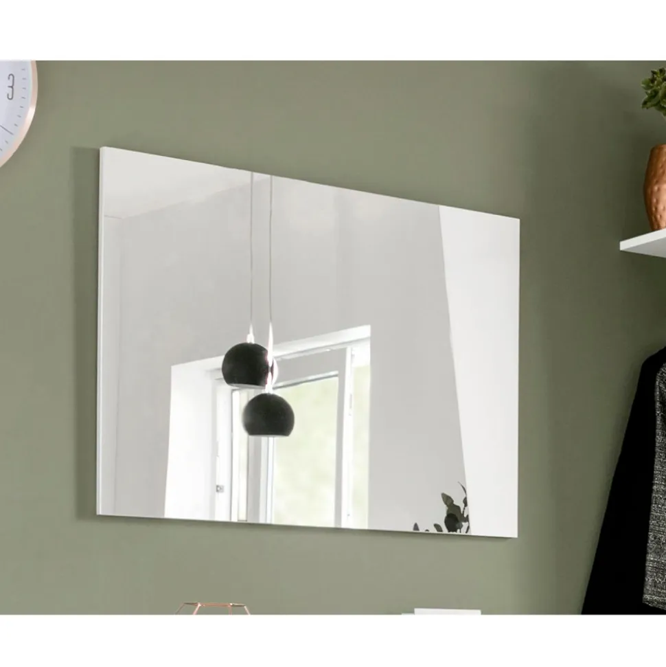 Specchio a Muro con Legno Bianco Lucido o Ardesia Design Italiano - Joris