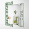 Specchio a Muro Design Quadrato Moderno in Legno Verde Decorato - Labirinto