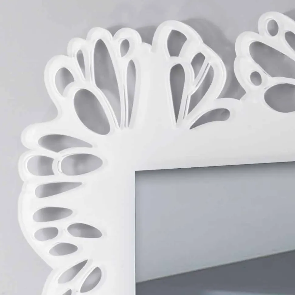 Specchio a Muro Plexiglass Bianco con Cornice Rettangolare Decorata - Alidifarf