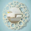 Specchio a Muro Rotondo in Legno Marrone di Design Moderno con Cornice - Bombo