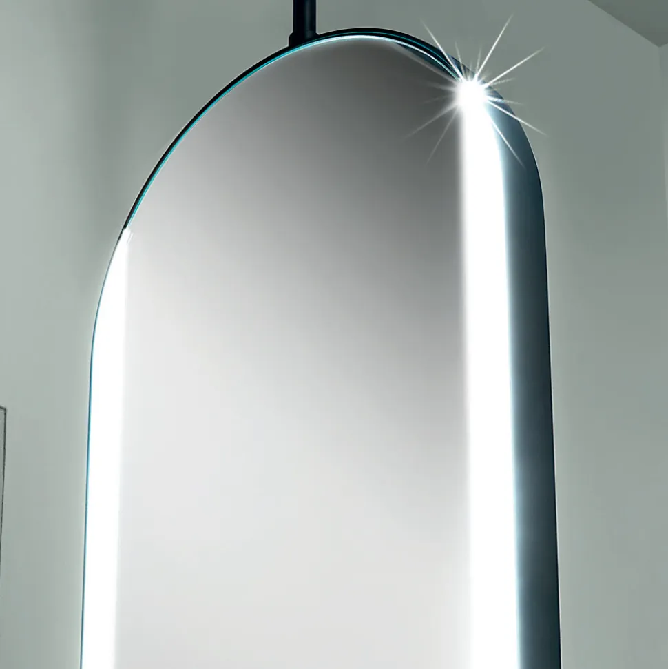 Specchio Appeso in Metallo con Luce Opzionale Made in Italy - Amadeus