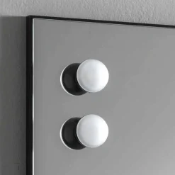 Specchio Bagno da Muro con 2 Lampadine e Telaio Nero Made in Italy - Frame