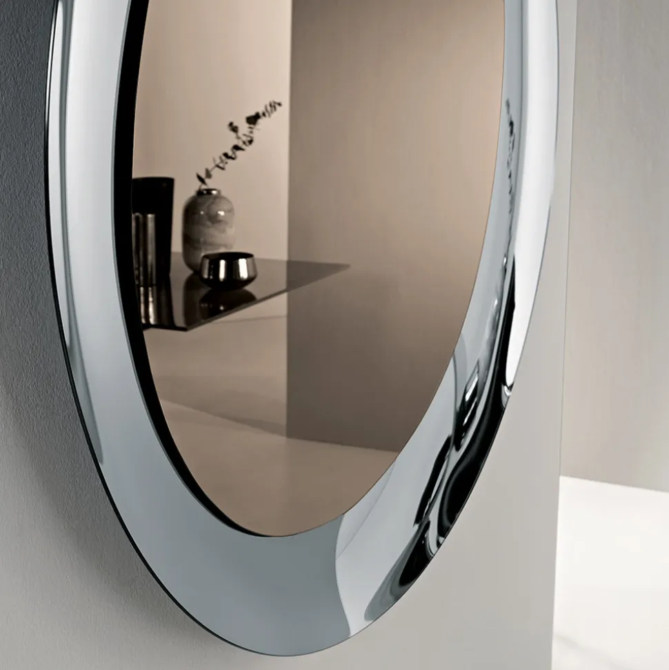 Specchio Bronzo con Cornice in Vetro Fuso Fumè Made in Italy - Anselma