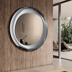 Specchio Bronzo con Cornice in Vetro Fuso Fumè Made in Italy - Anselma