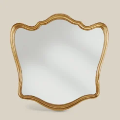 Specchio Classico Cornice Sagomata Legno Foglia Oro Made in Italy - Jenny