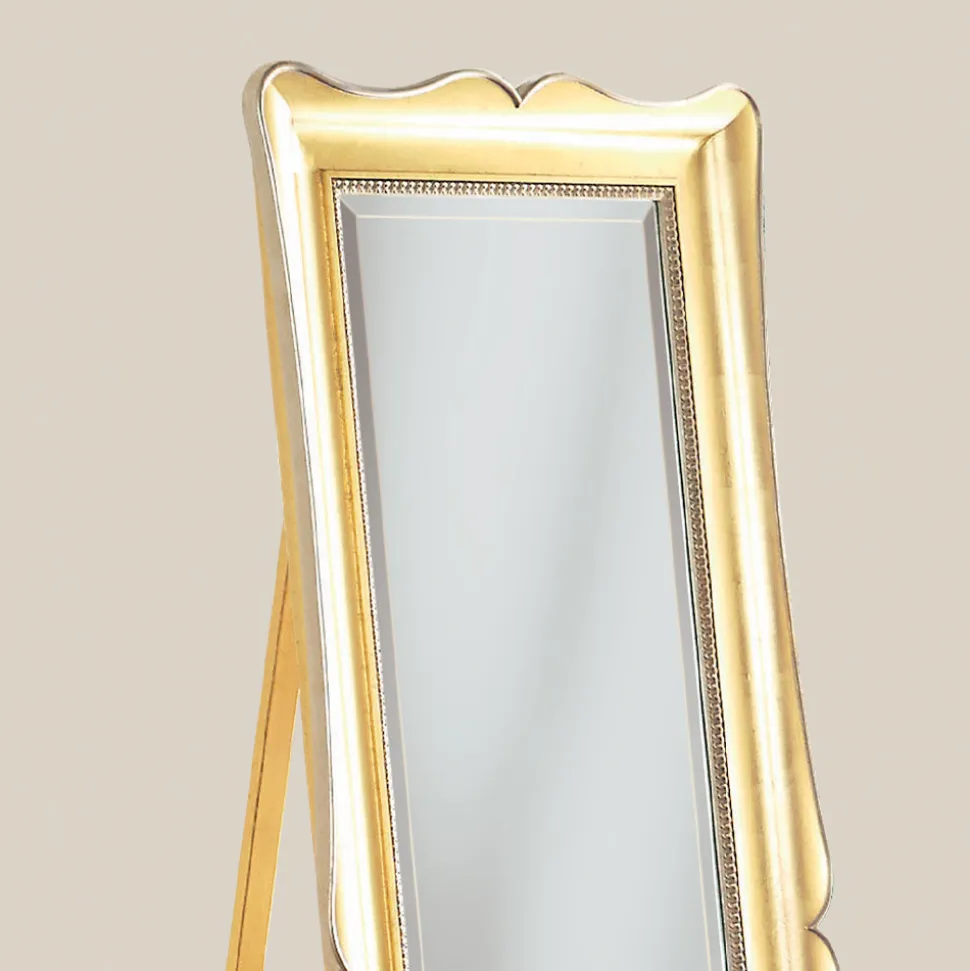 Specchio Classico da Terra in Legno Foglia Oro Made in Italy - Florence