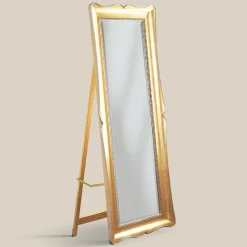 Specchio Classico da Terra in Legno Foglia Oro Made in Italy - Florence