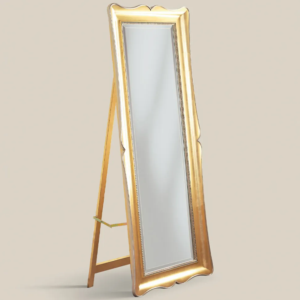 Specchio Classico da Terra in Legno Foglia Oro Made in Italy - Florence