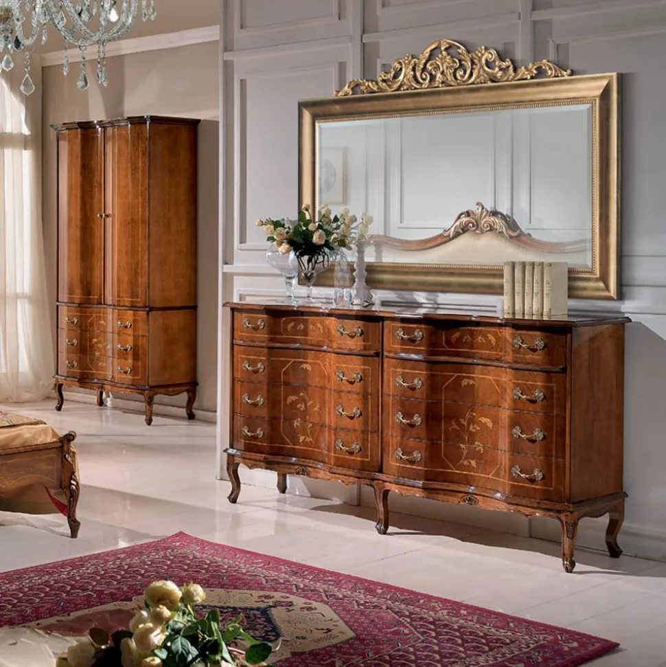 Specchio Classico in Legno Foglia Oro Rettangolare Made in Italy - Ibiscos