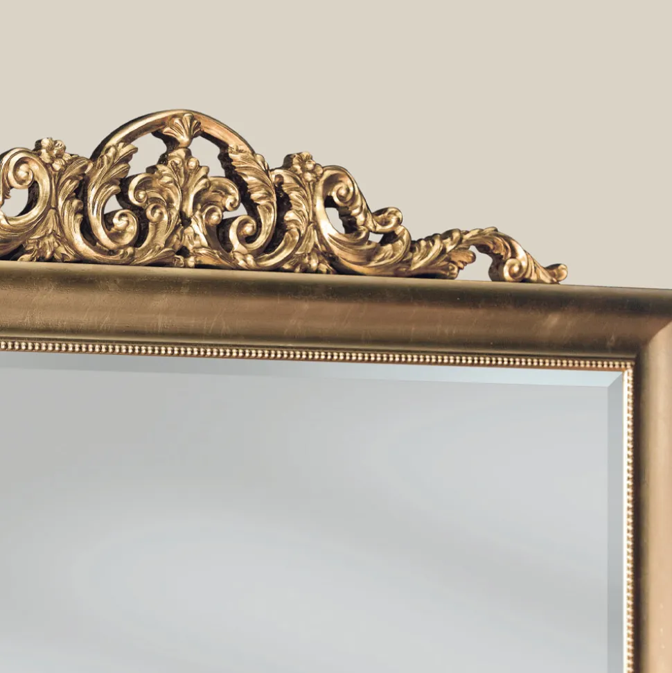 Specchio Classico in Legno Foglia Oro Rettangolare Made in Italy - Ibiscos