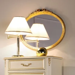 Specchio Classico Ovale con Cornice Foglia Oro Made in Italy - Prezioso