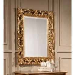 Specchio Classico Rettangolare Cornice Foglia Oro Made in Italy - Prezioso