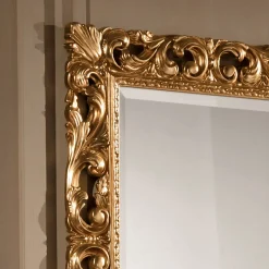Specchio Classico Rettangolare Cornice Foglia Oro Made in Italy - Prezioso