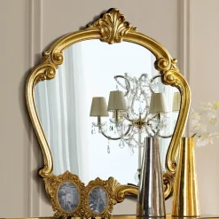 Specchio Classico Sagomato con Cornice Foglia Oro Made in Italy - Madalina
