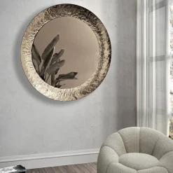 Specchio con Cornice in Vetro Martellato Retroargentato Made in italy - Basilia