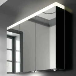Specchio Contenitore a 3 Ante da Parete in Alluminio Verniciato Argento - Alfio