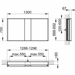 Specchio Contenitore da Incasso, Luce LED e Tastierino Touch, di Lusso - Demon