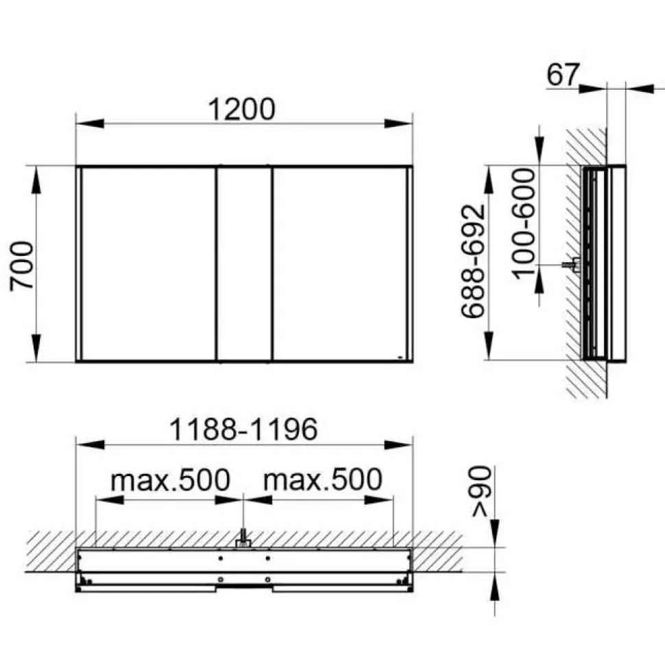 Specchio Contenitore da Incasso, Luce LED e Tastierino Touch, di Lusso - Demon