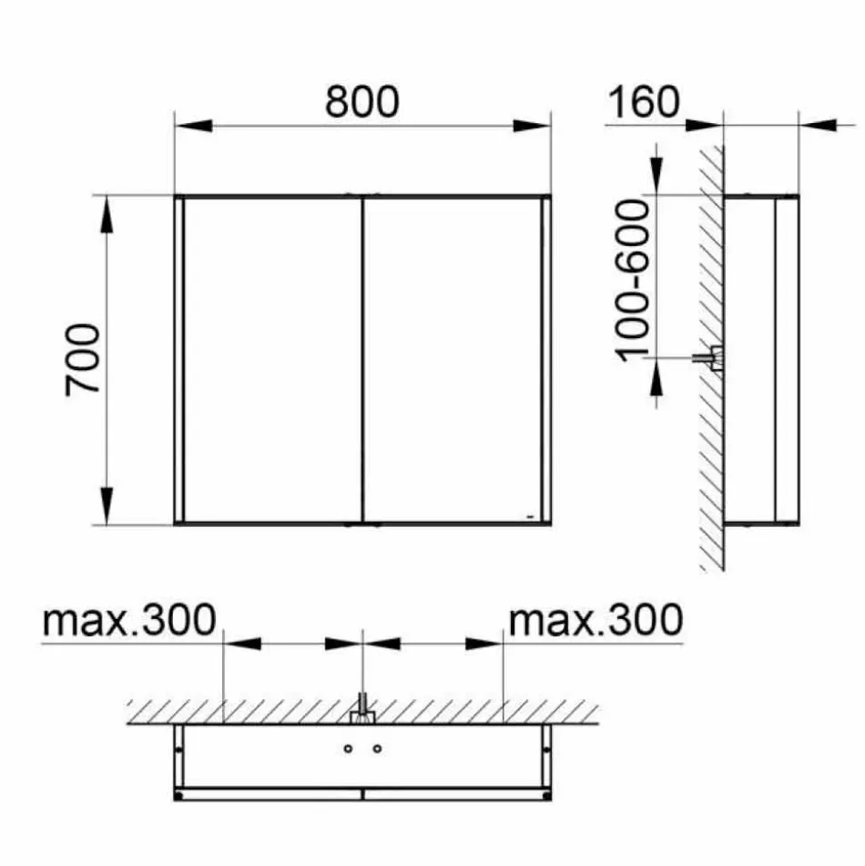 Specchio Contenitore da Parete in Alluminio con Illuminazione LED - Demon