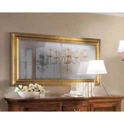 Specchio Cornice Foglia Oro Rettangolare Classico Made in Italy - Milli